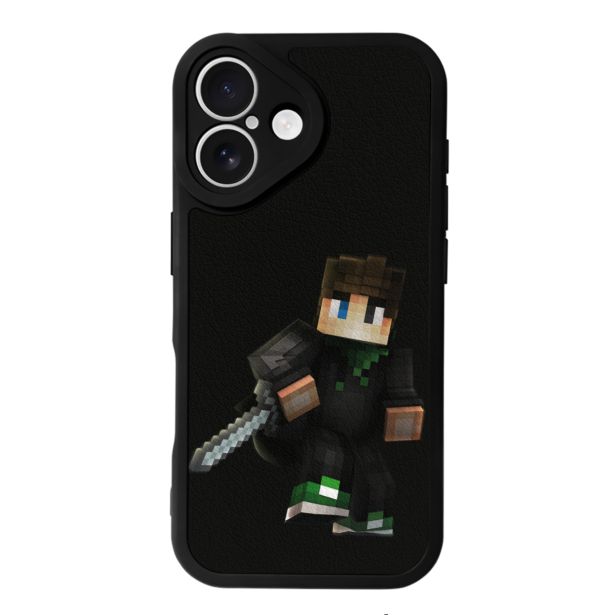 （画像用） マインクラフト ブロックの世界 Minecraft MC Block world 【iPhone 16シリーズ対応】シリコンスマホケース（レザー調） 材質：シリコン